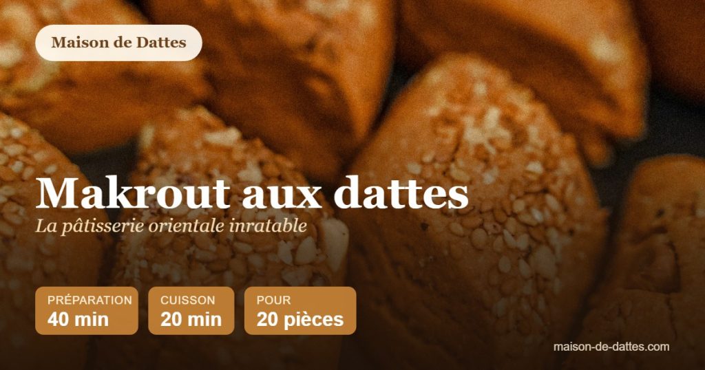 Makrout aux dattes : pâtisserie orientale au sésame, préparation 40 min, cuisson 20 min, 20 pièces